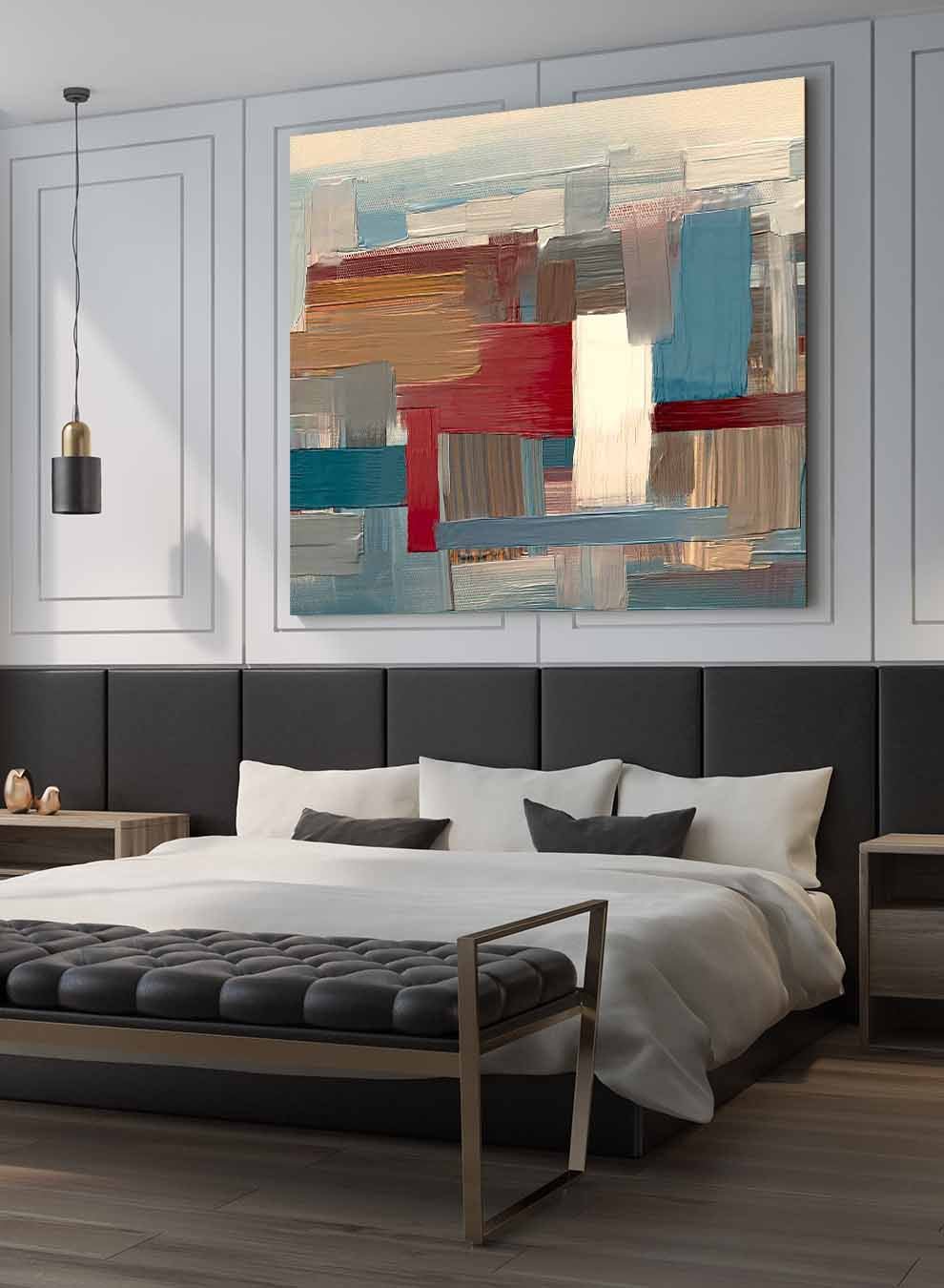 Square Canvas Wall Art Stretched Over Wooden Frame with Gold Floating Frame and Bosphour Bridge Painting Paintings & Pictures| LOWHA