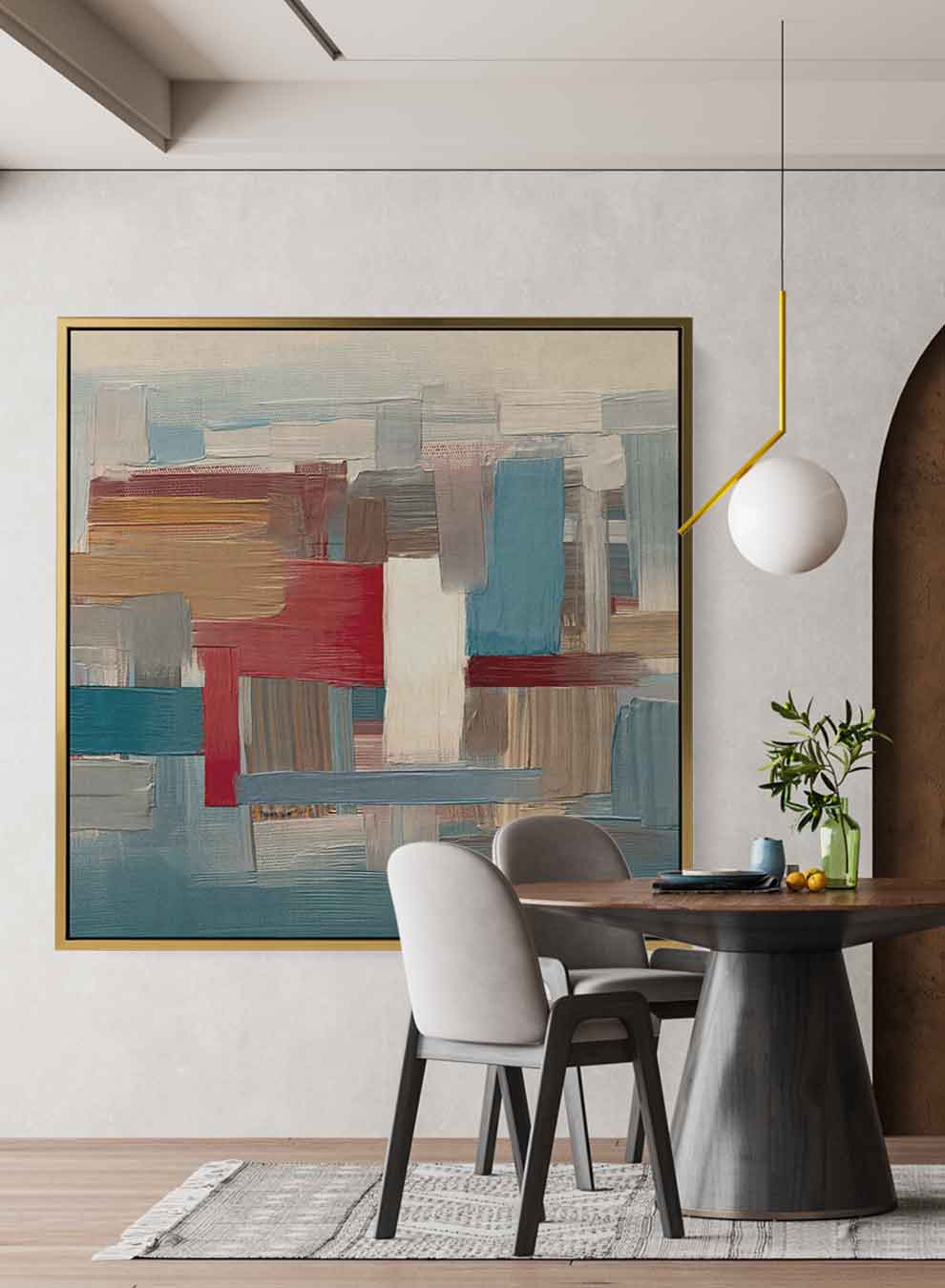 Square Canvas Wall Art Stretched Over Wooden Frame with Gold Floating Frame and Bosphour Bridge Painting Paintings & Pictures| LOWHA