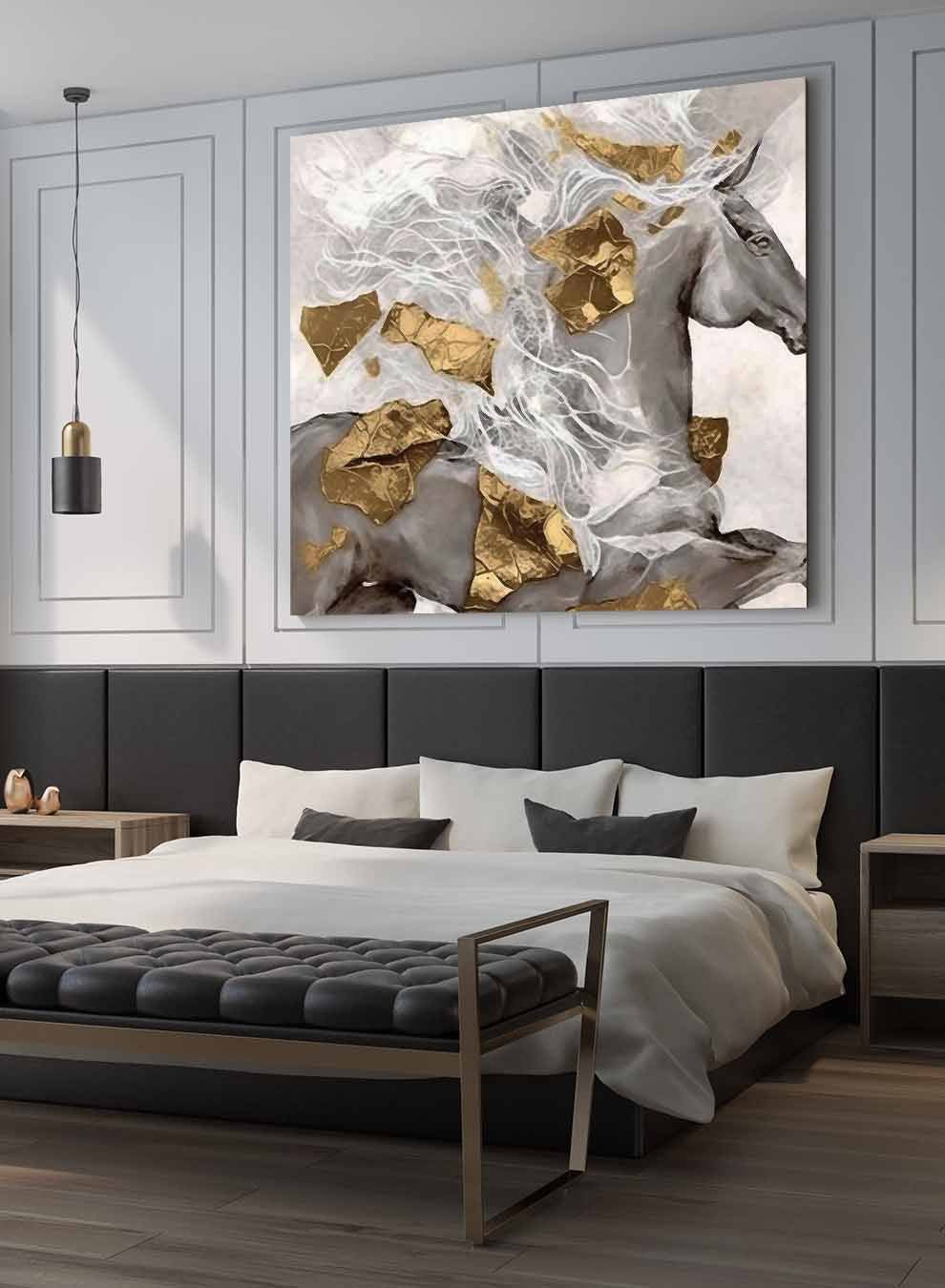 Square Canvas Wall Art Stretched Over Wooden Frame with Gold Floating Frame and Butterflies Oil Painting Paintings & Pictures| LOWHA