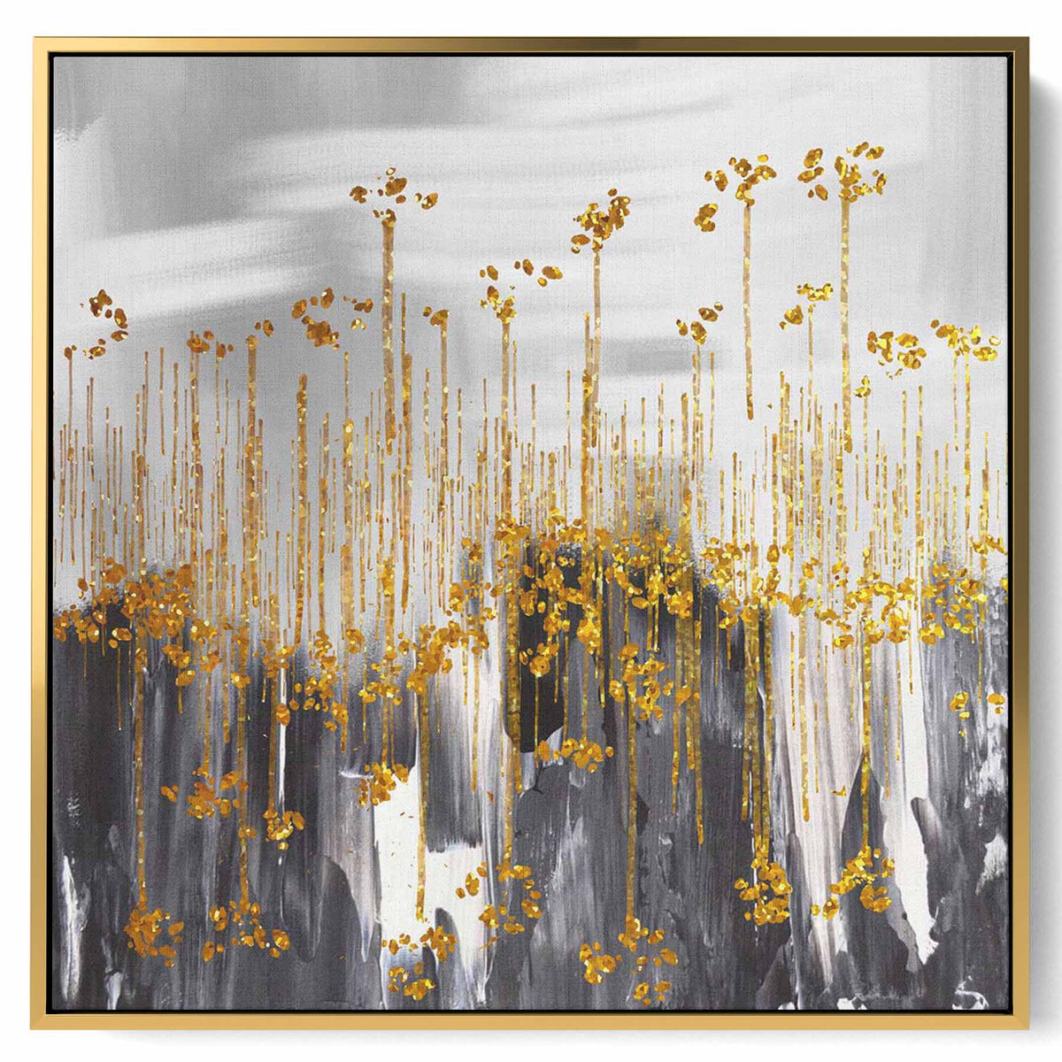 Square Canvas Wall Art Stretched Over Wooden Frame with Gold Floating Frame and Camels Crossing The Desert Painting Paintings & Pictures| LOWHA