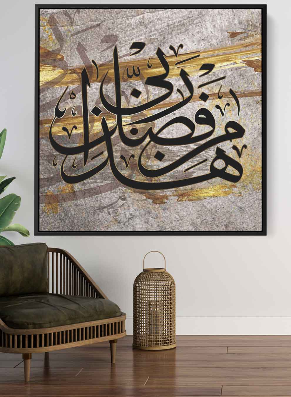 Square Canvas Wall Art Stretched Over Wooden Frame with Gold Floating Frame and Color Waves Oil Painting Paintings & Pictures| LOWHA