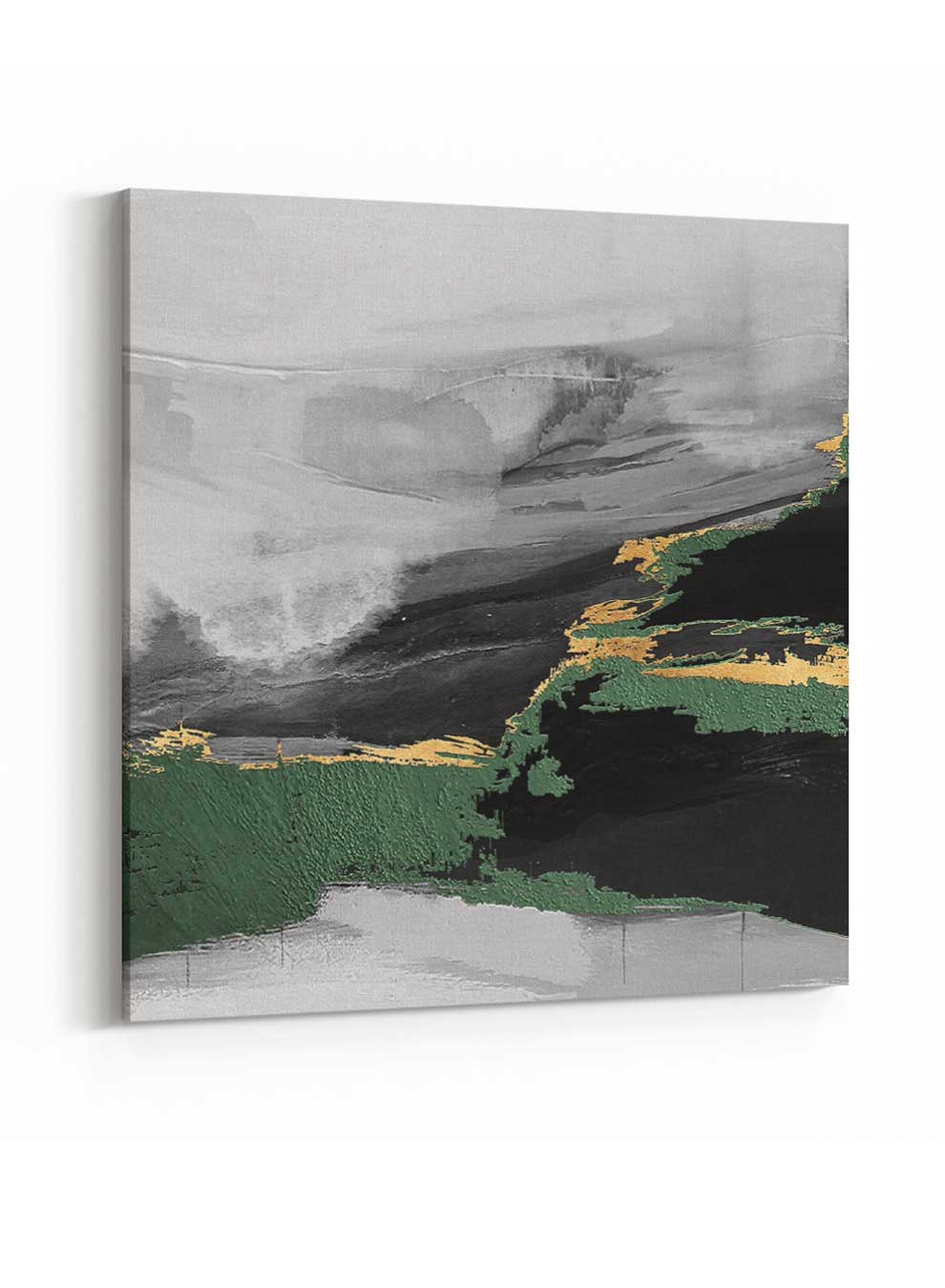 Square Canvas Wall Art Stretched Over Wooden Frame with Gold Floating Frame and Electric Storm Abstract Painting Paintings & Pictures| LOWHA