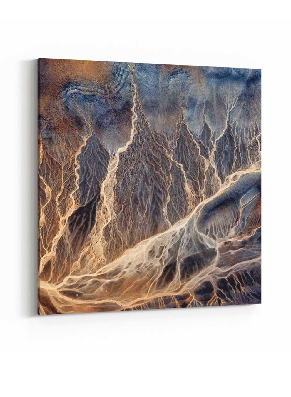 Square Canvas Wall Art Stretched Over Wooden Frame with Gold Floating Frame and Elegant Abstract Painting Paintings & Pictures| LOWHA