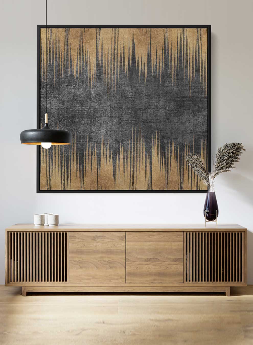 Square Canvas Wall Art Stretched Over Wooden Frame with Gold Floating Frame and Flower Abstract Painting Paintings & Pictures| LOWHA
