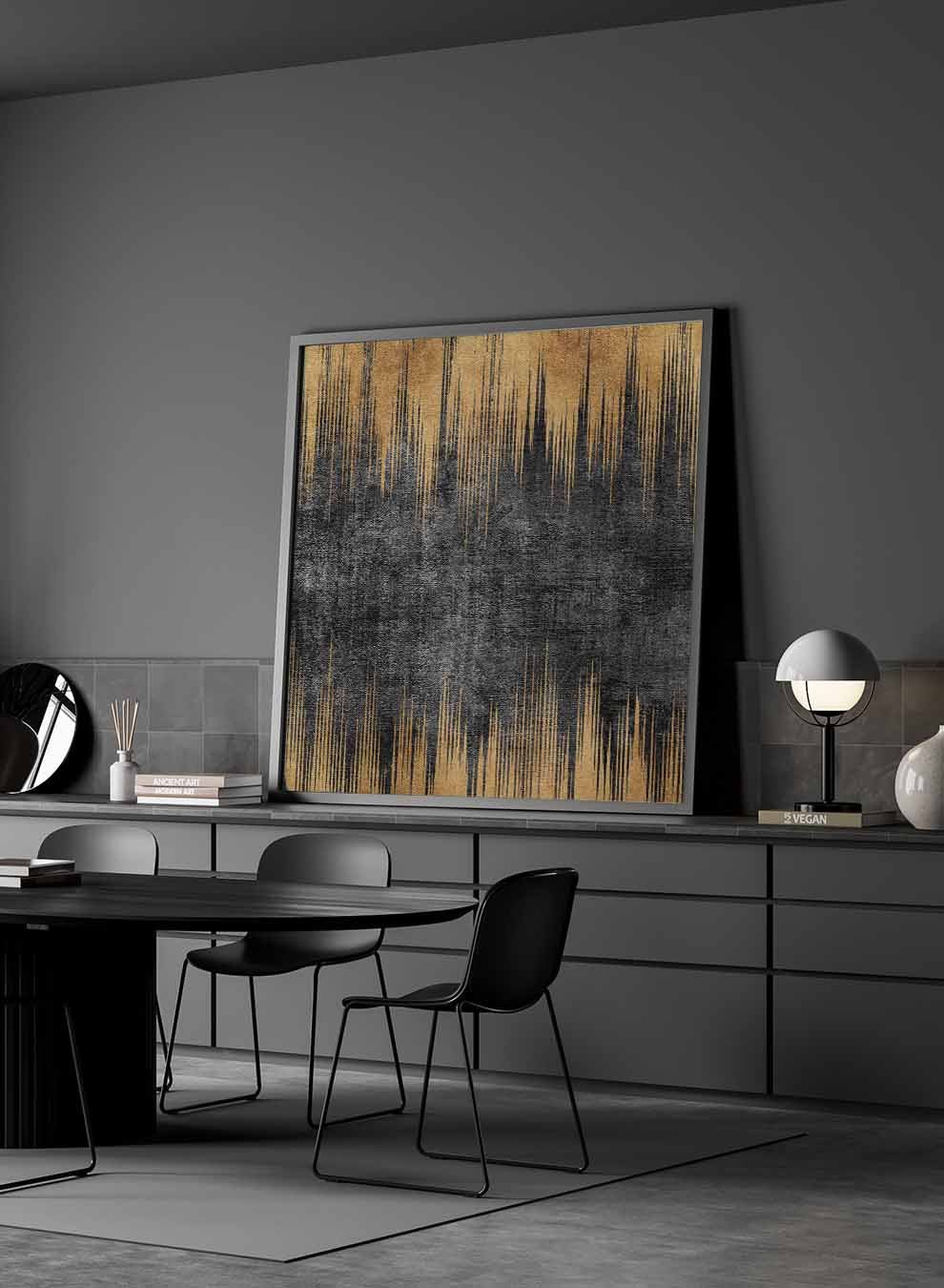 Square Canvas Wall Art Stretched Over Wooden Frame with Gold Floating Frame and Flower Abstract Painting Paintings & Pictures| LOWHA