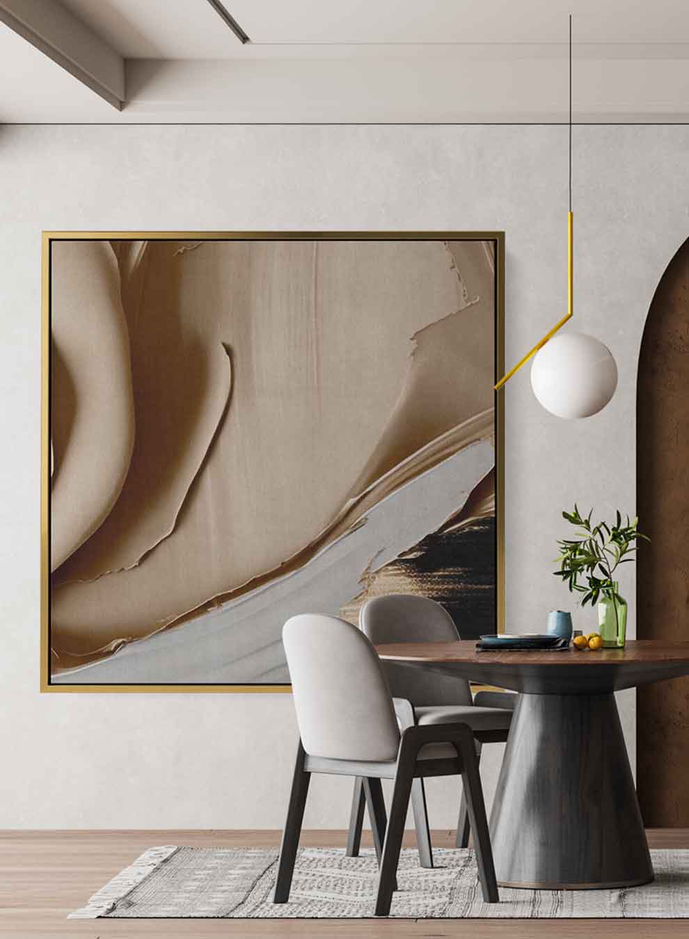 Square Canvas Wall Art Stretched Over Wooden Frame with Gold Floating Frame and Horse Oil Painting Paintings & Pictures| LOWHA