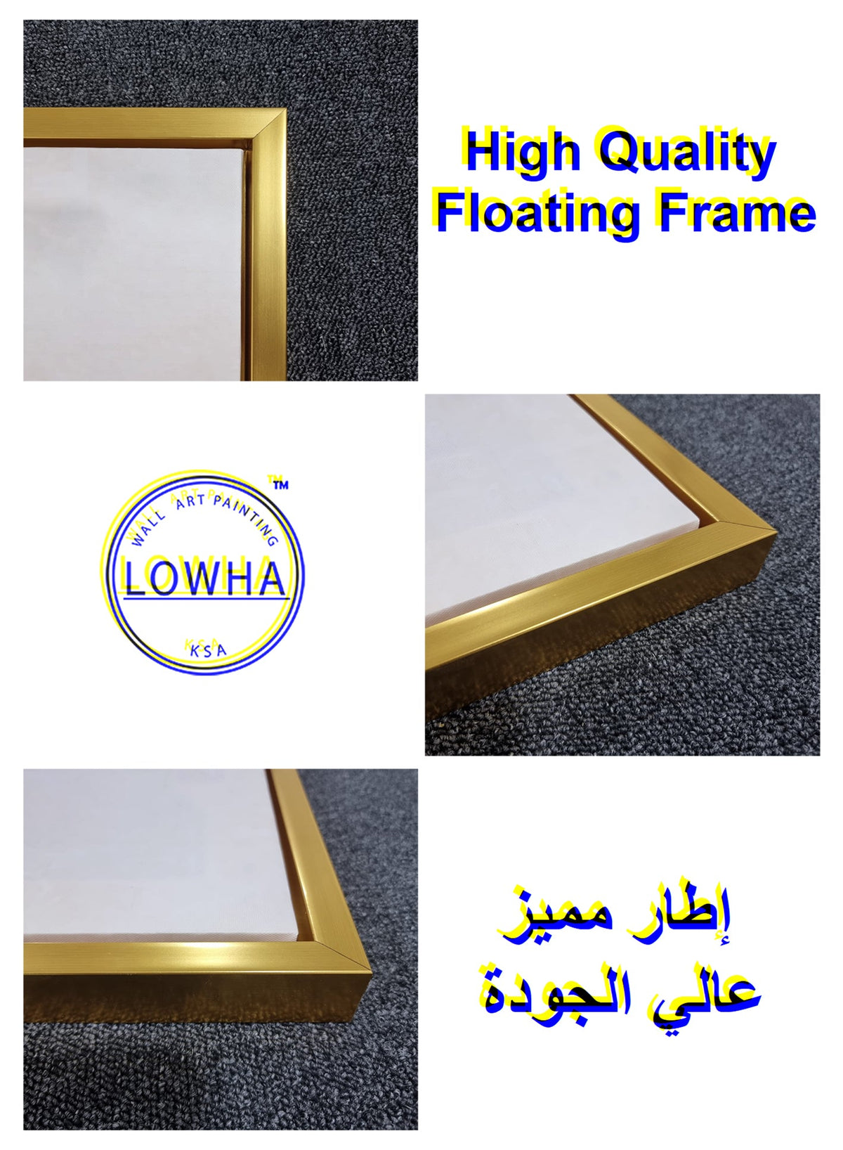 Square Canvas Wall Art Stretched Over Wooden Frame with Gold Floating Frame and Horse Oil Painting Paintings & Pictures| LOWHA