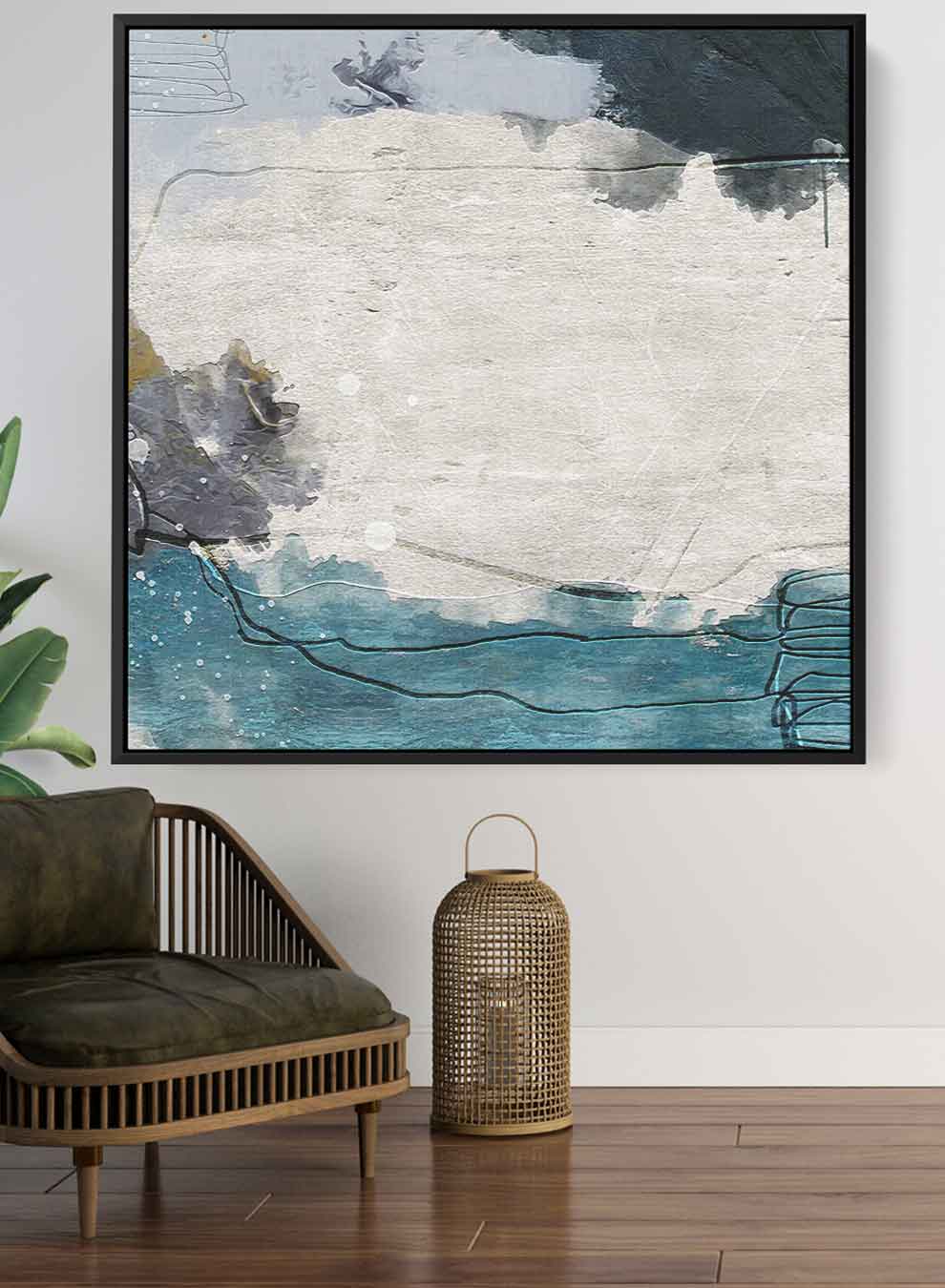 Square Canvas Wall Art Stretched Over Wooden Frame with Gold Floating Frame and Horse Rivalry Oil Painting Paintings & Pictures| LOWHA