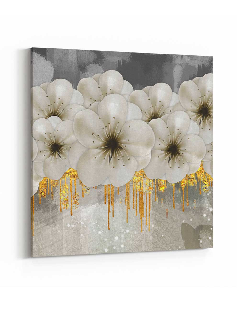 Square Canvas Wall Art Stretched Over Wooden Frame with Gold Floating Frame and Landscape With Cliffs Painting Paintings & Pictures| LOWHA