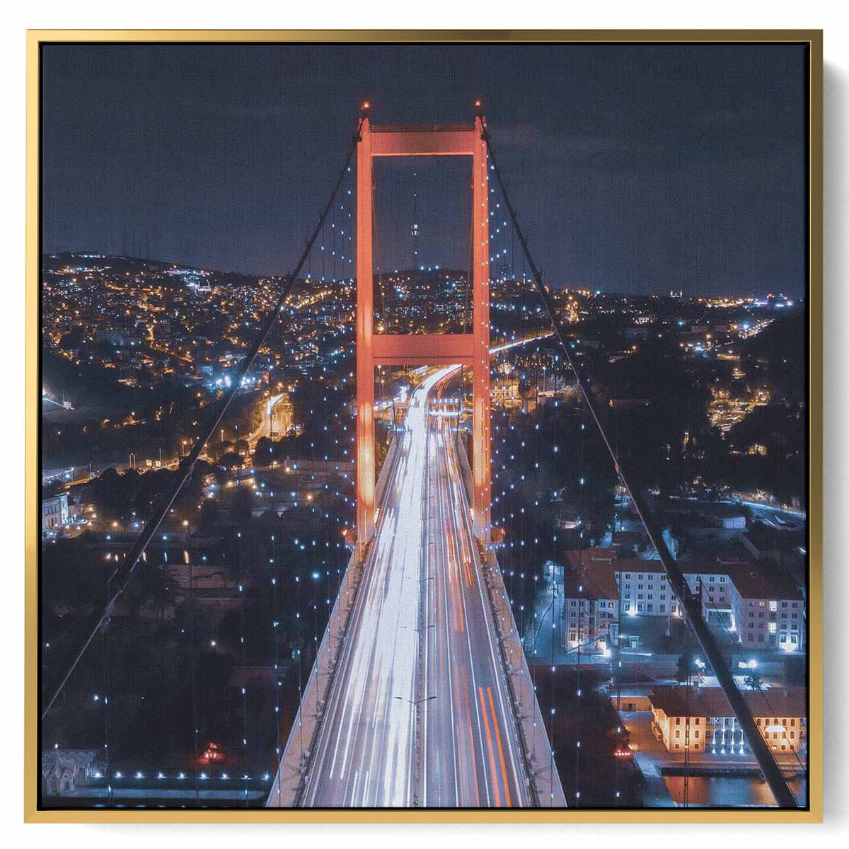 Square Canvas Wall Art Stretched Over Wooden Frame with Gold Floating Frame and Luxury Flower Art Painting Paintings & Pictures| LOWHA