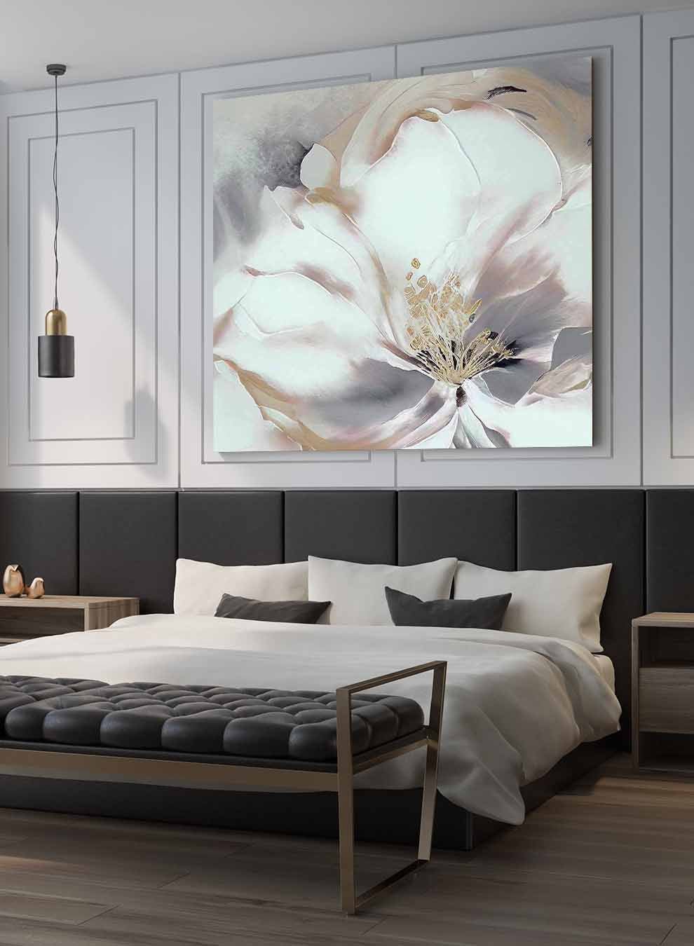 Square Canvas Wall Art Stretched Over Wooden Frame with Gold Floating Frame and Luxury Flower Art Painting27 Paintings & Pictures| LOWHA