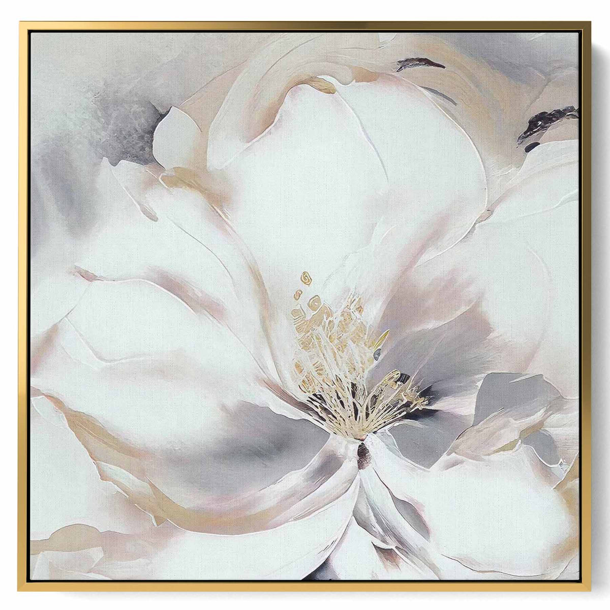 Square Canvas Wall Art Stretched Over Wooden Frame with Gold Floating Frame and Luxury Flower Art Painting27 Paintings & Pictures| LOWHA