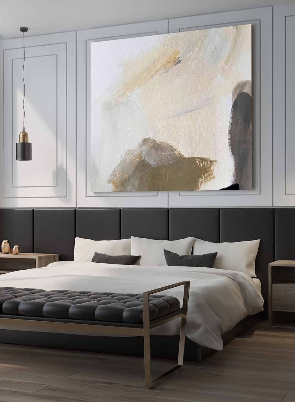 Square Canvas Wall Art Stretched Over Wooden Frame with Gold Floating Frame and Modern Abstract Painting33 Paintings & Pictures| LOWHA