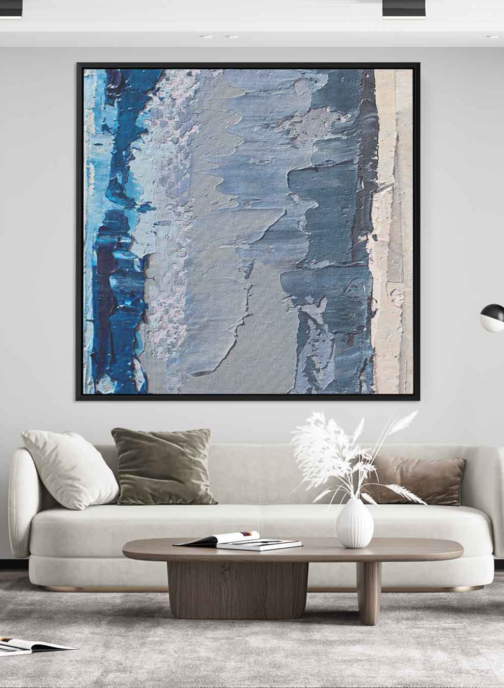 Square Canvas Wall Art Stretched Over Wooden Frame with Gold Floating Frame and Modern City Oil Painting Paintings & Pictures| LOWHA