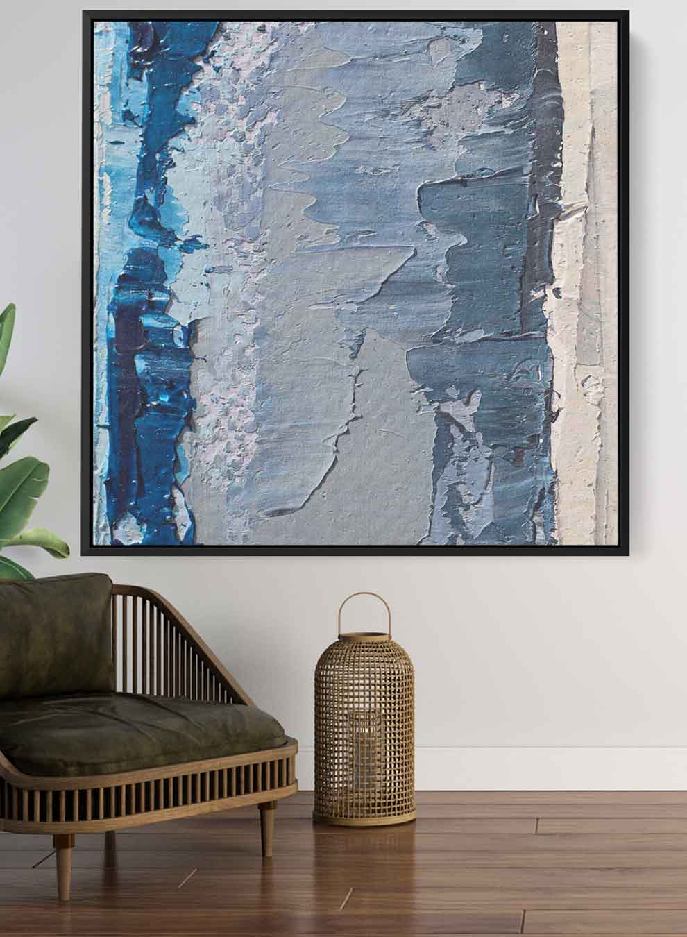 Square Canvas Wall Art Stretched Over Wooden Frame with Gold Floating Frame and Modern City Oil Painting Paintings & Pictures| LOWHA