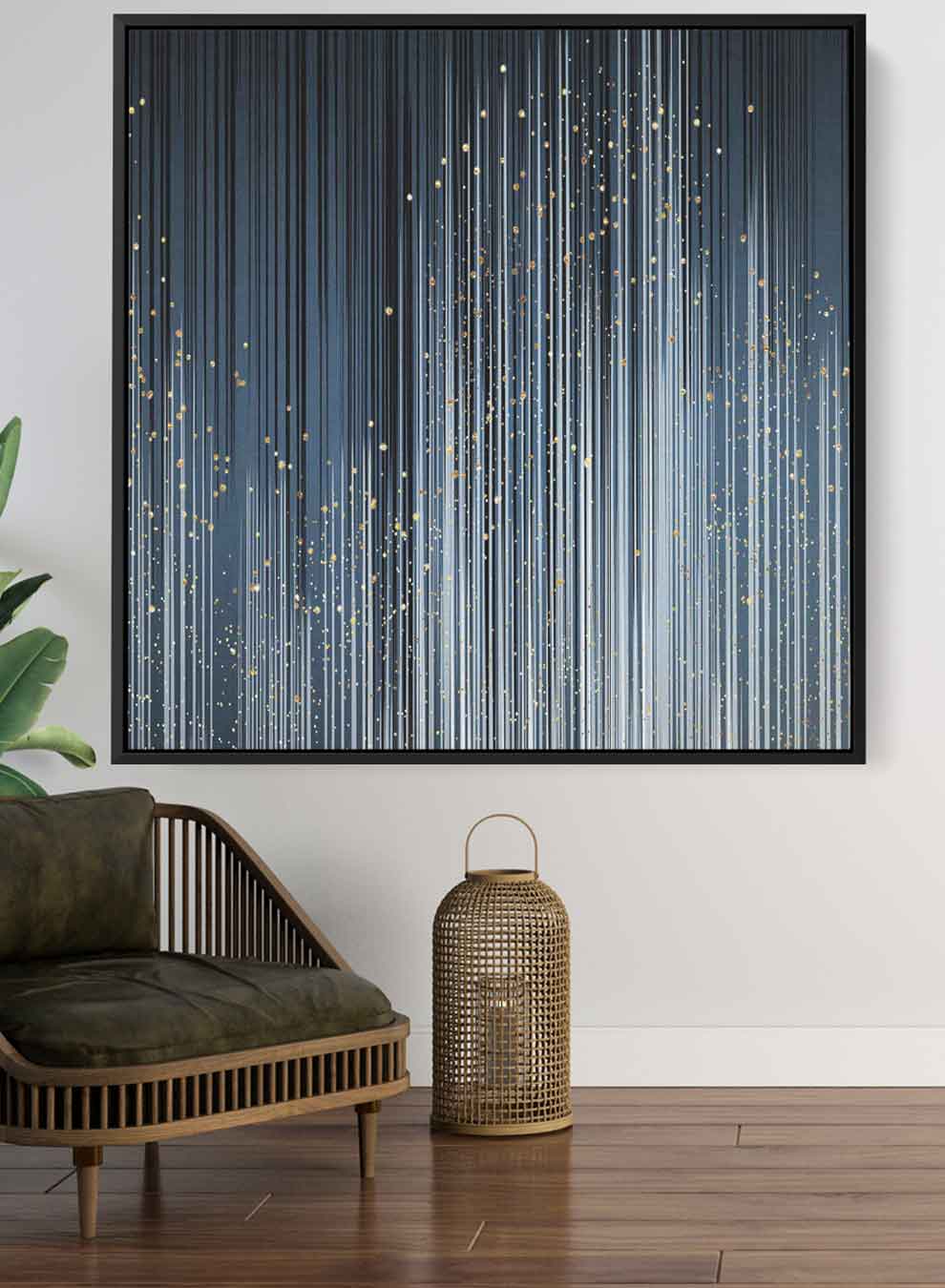 Square Canvas Wall Art Stretched Over Wooden Frame with Gold Floating Frame and Modern Oil Painting Paintings & Pictures| LOWHA