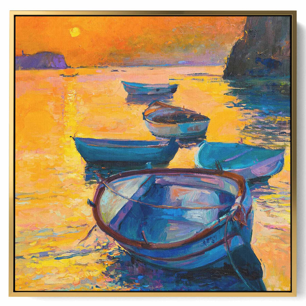 Square Canvas Wall Art Stretched Over Wooden Frame with Gold Floating Frame and Mystry Eyes Oil Painting Paintings & Pictures| LOWHA