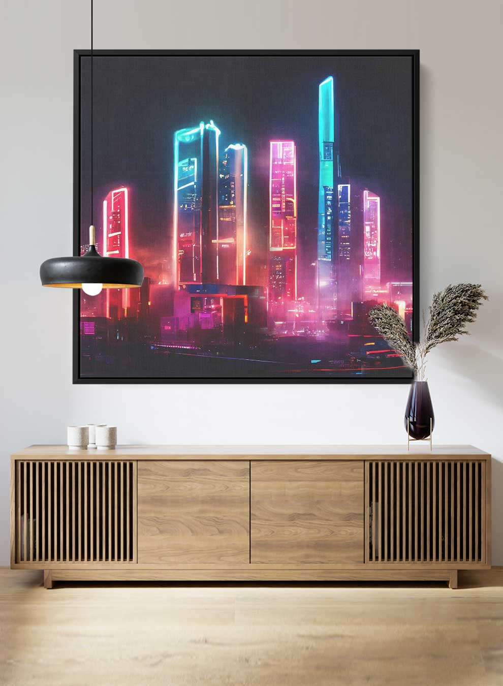 Square Canvas Wall Art Stretched Over Wooden Frame with Gold Floating Frame and New York City Painting Paintings & Pictures| LOWHA