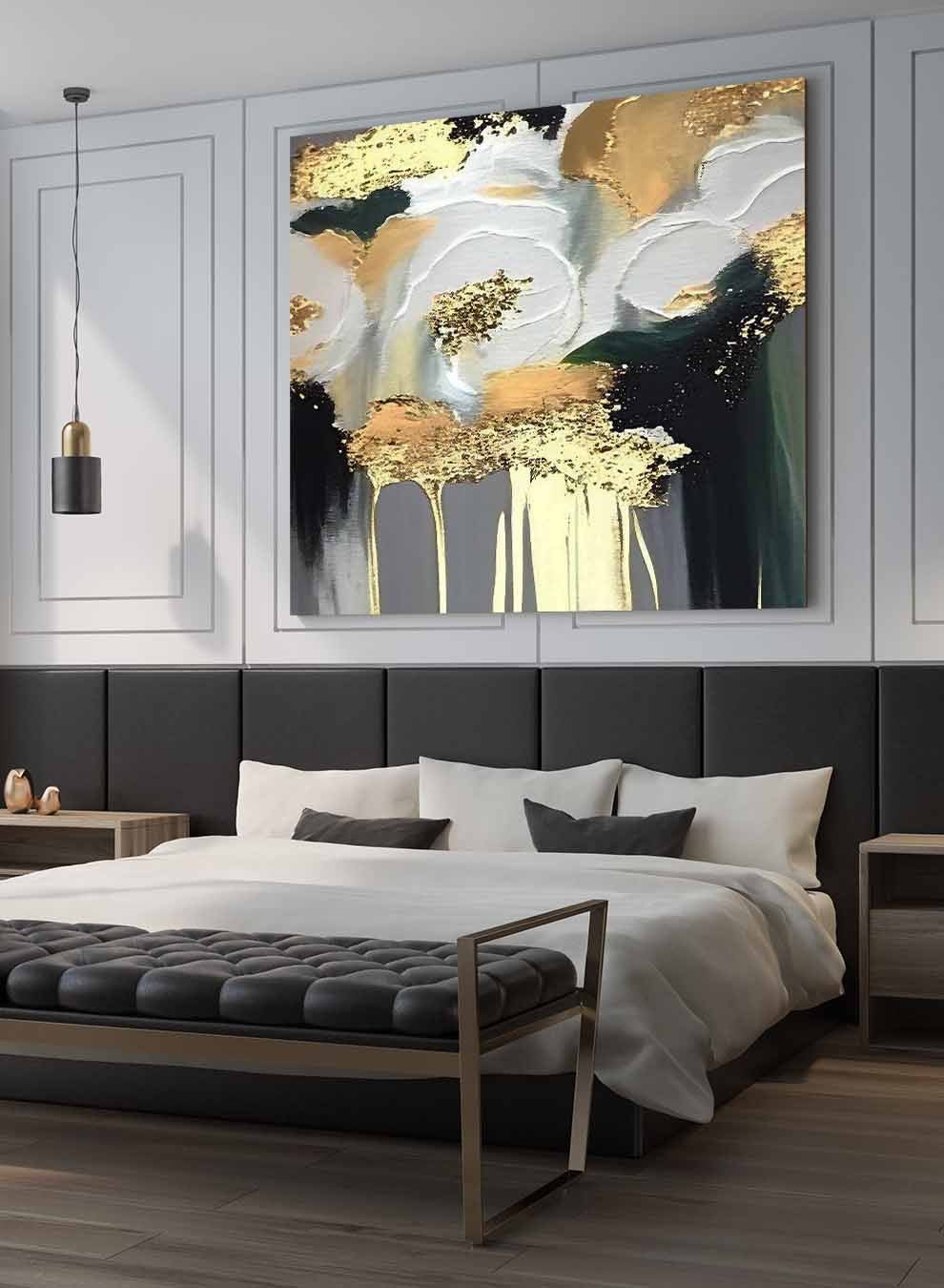 Square Canvas Wall Art Stretched Over Wooden Frame with Gold Floating Frame and Oil Painting 15 Paintings & Pictures| LOWHA