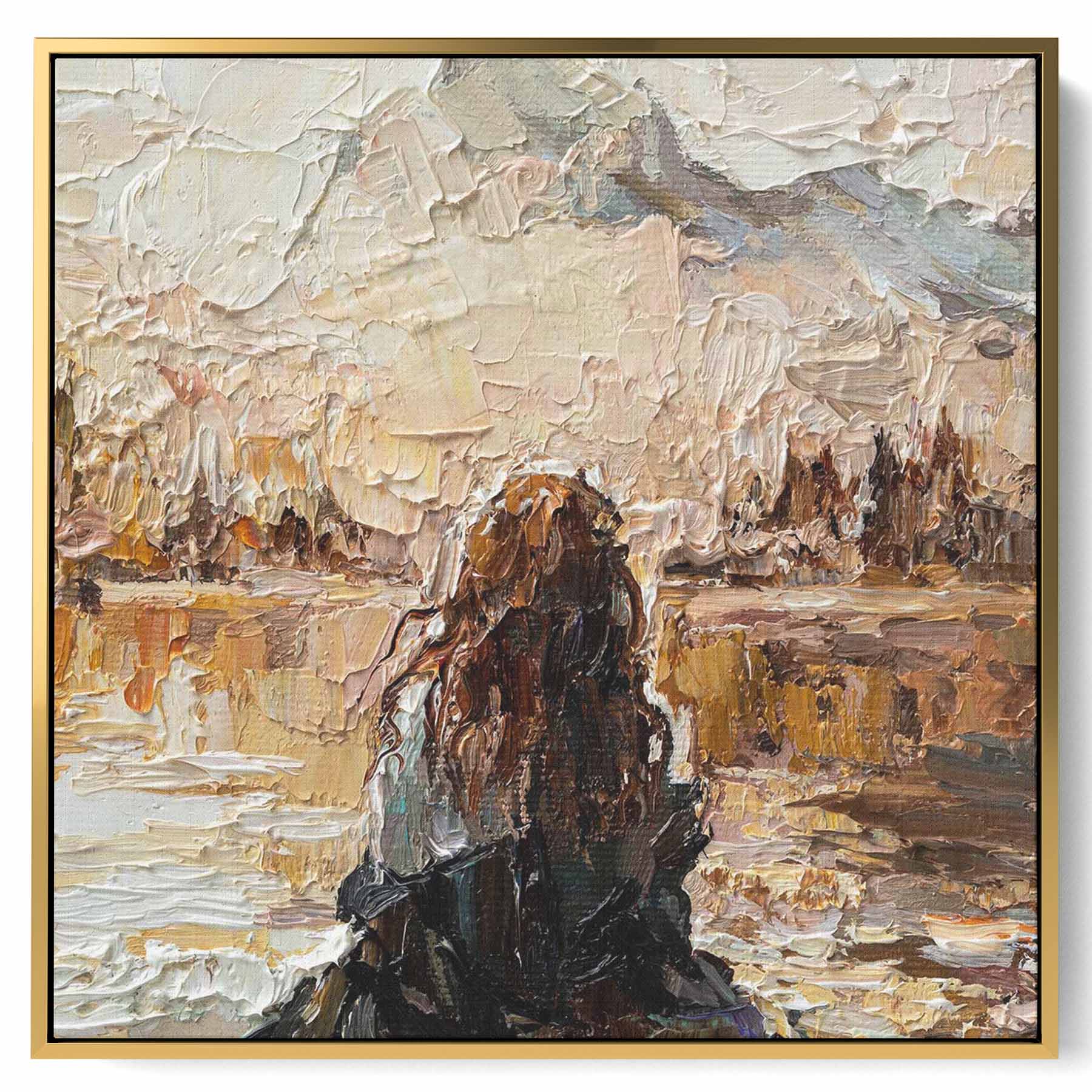 Square Canvas Wall Art Stretched Over Wooden Frame with Gold Floating Frame and Street View Of Tokyo City Painting Paintings & Pictures| LOWHA