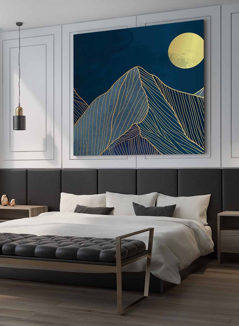 Square Canvas Wall Art Stretched Over Wooden Frame with Gold Floating Frame and Sunrise On The Mountains Painting Paintings & Pictures| LOWHA