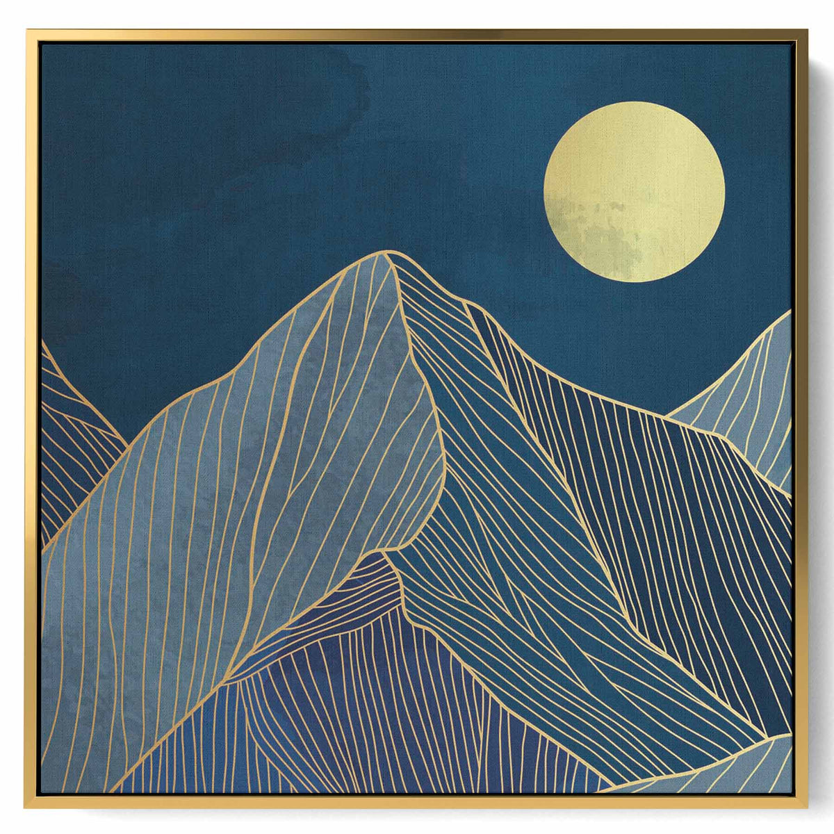 Square Canvas Wall Art Stretched Over Wooden Frame with Gold Floating Frame and Sunrise On The Mountains Painting Paintings & Pictures| LOWHA