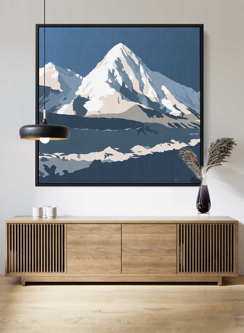 Square Canvas Wall Art Stretched Over Wooden Frame with Gold Floating Frame and Sunset On The Country Painting Paintings & Pictures| LOWHA