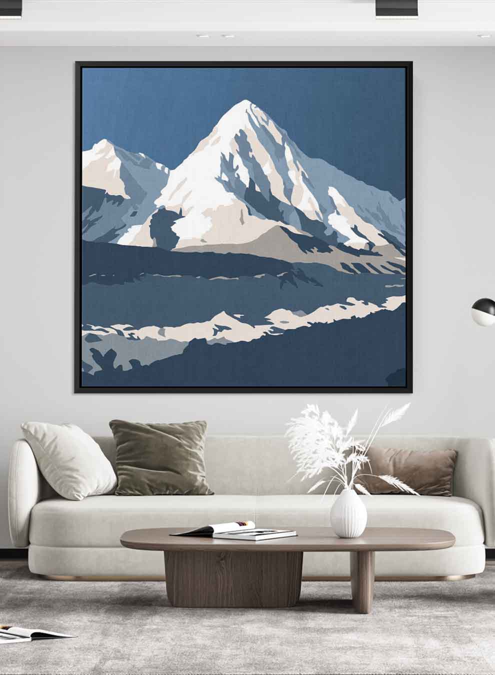 Square Canvas Wall Art Stretched Over Wooden Frame with Gold Floating Frame and Sunset On The Country Painting Paintings & Pictures| LOWHA