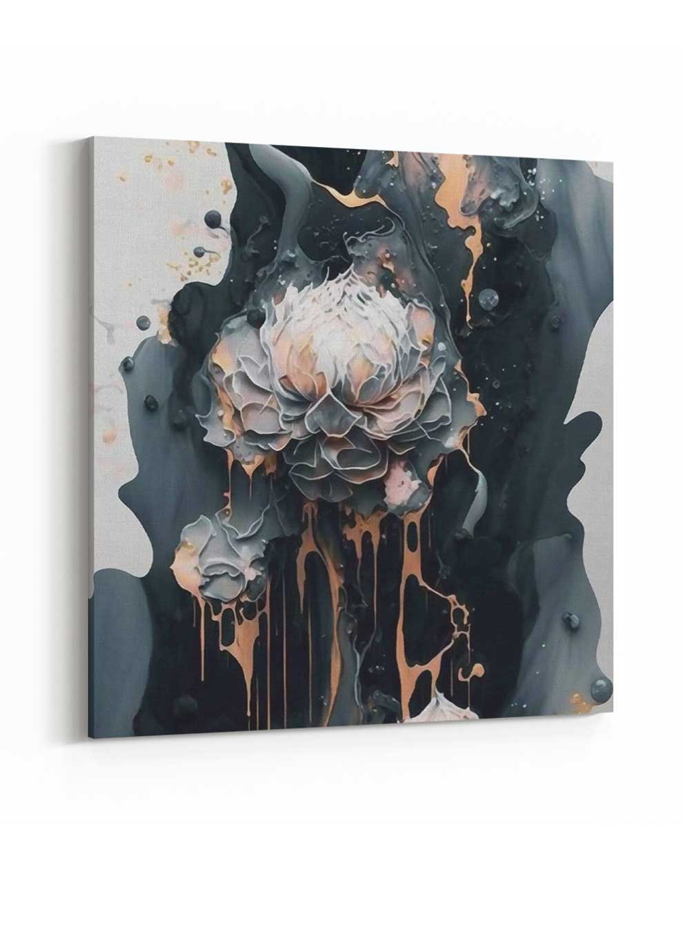 Square Canvas Wall Art Stretched Over Wooden Frame with Gold Floating Frame and The Waves Of The Sea Painting Paintings & Pictures| LOWHA
