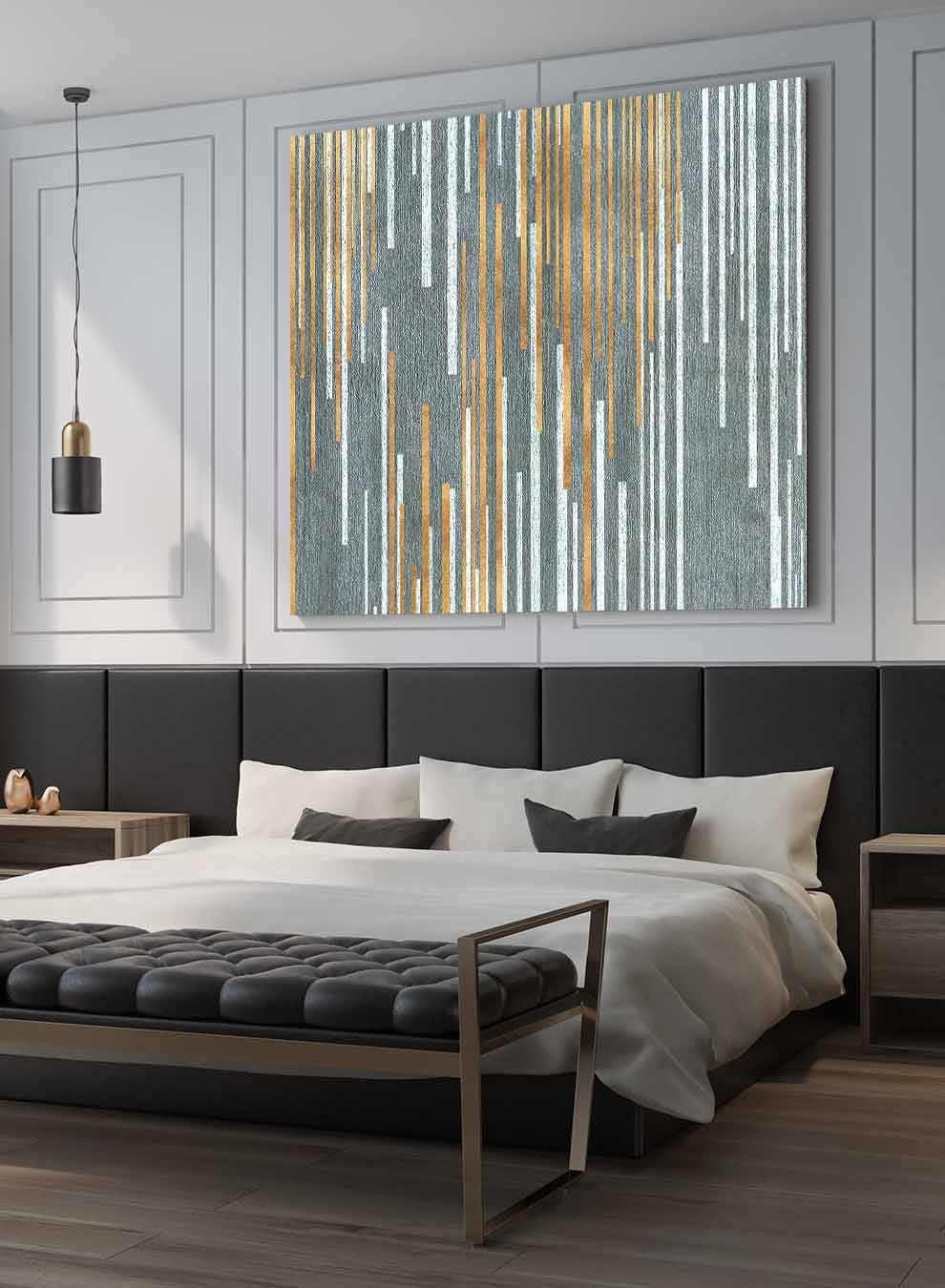 Square Canvas Wall Art Stretched Over Wooden Frame with Gold Floating Frame and Wild Horse Abstract Painting Paintings & Pictures| LOWHA