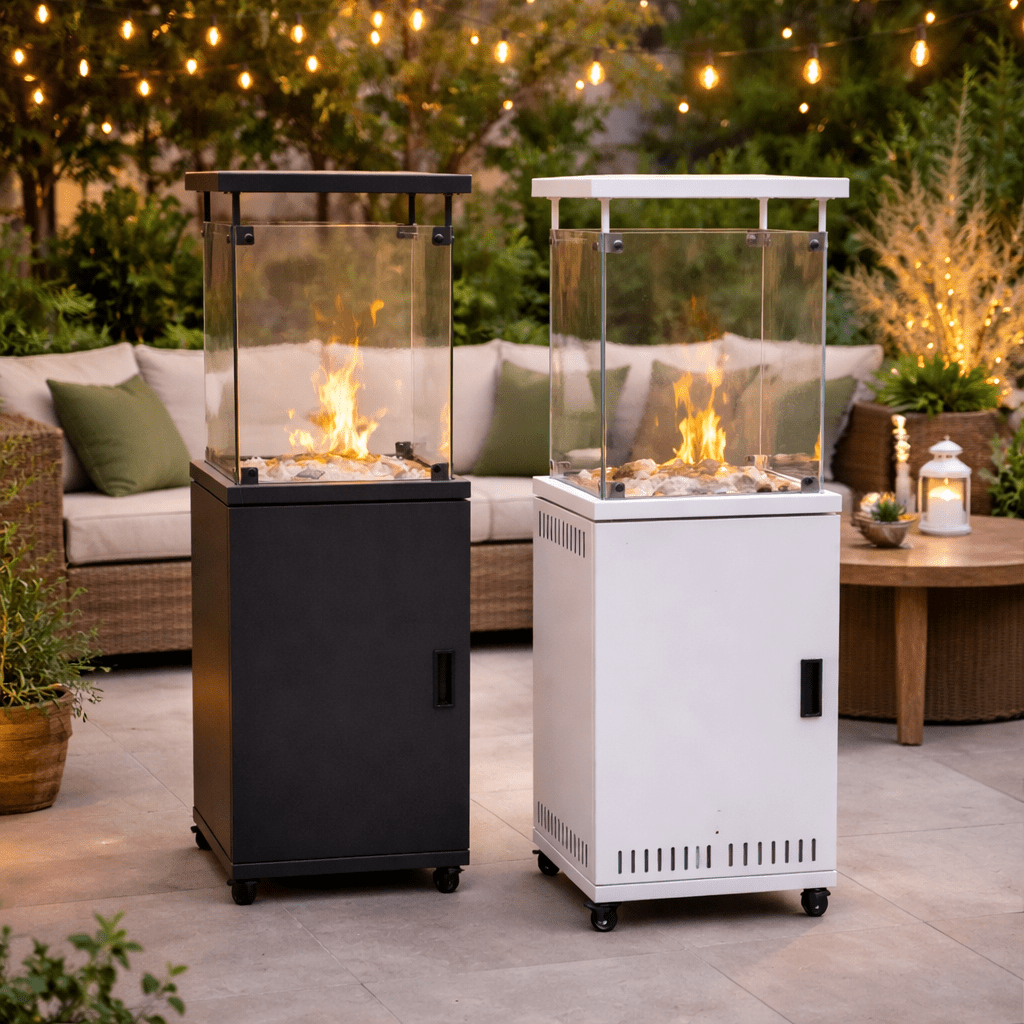 Square Fire Pit with Glass Panel Outdoor Heaters| Roots Furniture
