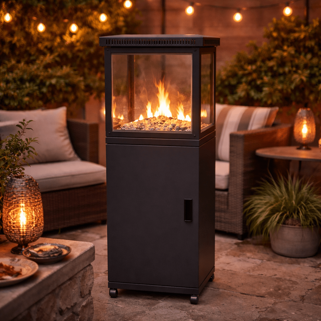 Square Fire Pit with Glass Panel Outdoor Heaters| Roots Furniture