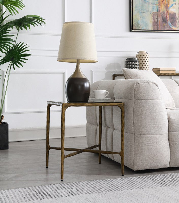 Square Gold End Table with Glass Top End Tables| AlRugaib Furniture