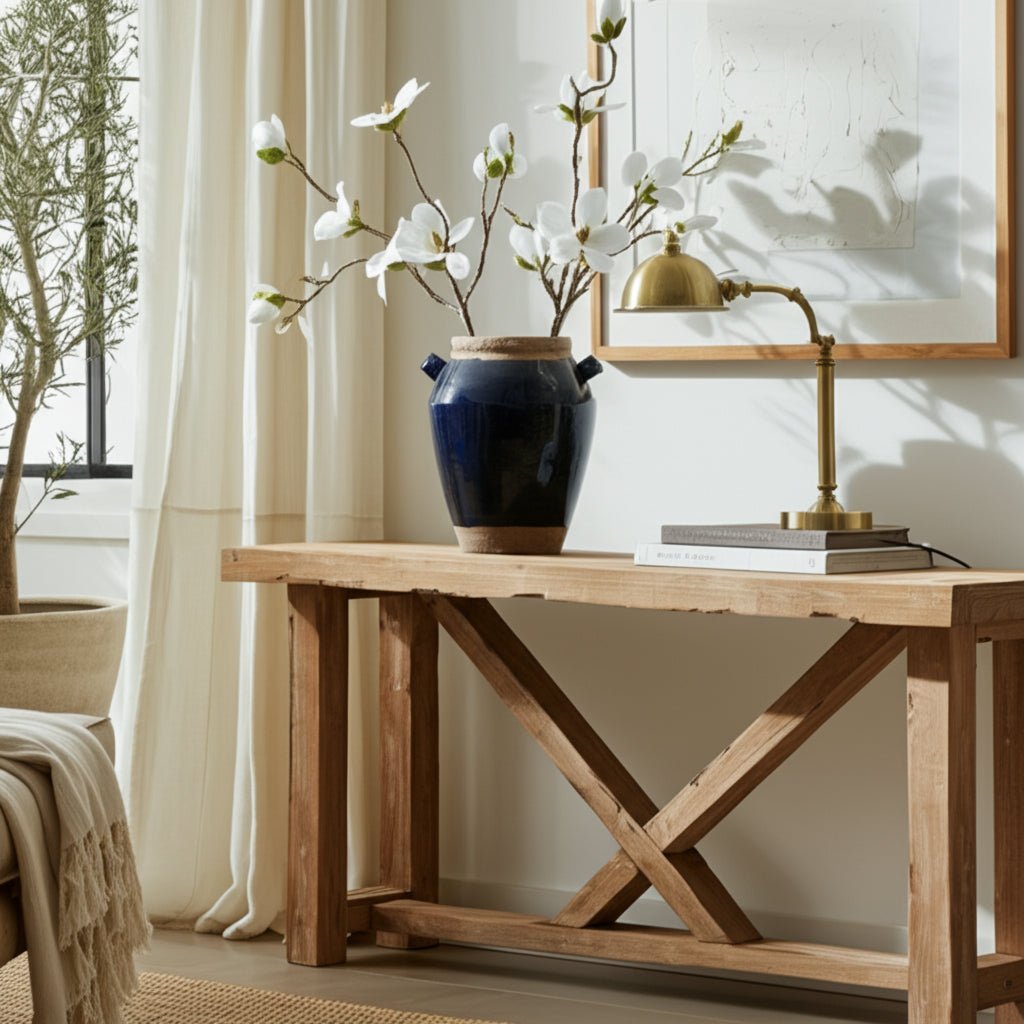Squared Handle Terracotta Vase, Navy/tan Vases and Jars| Sagebrook Home