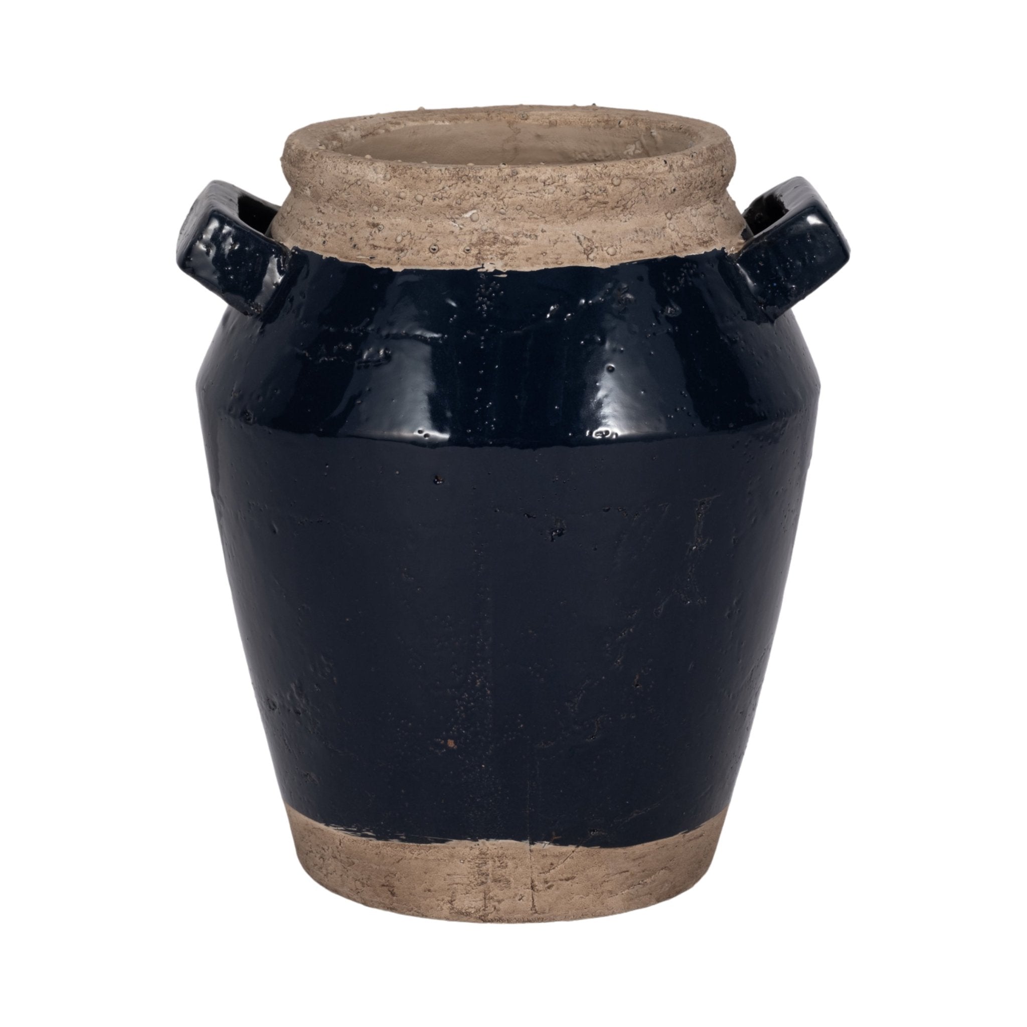 Squared Handle Terracotta Vase, Navy/tan Vases and Jars| Sagebrook Home