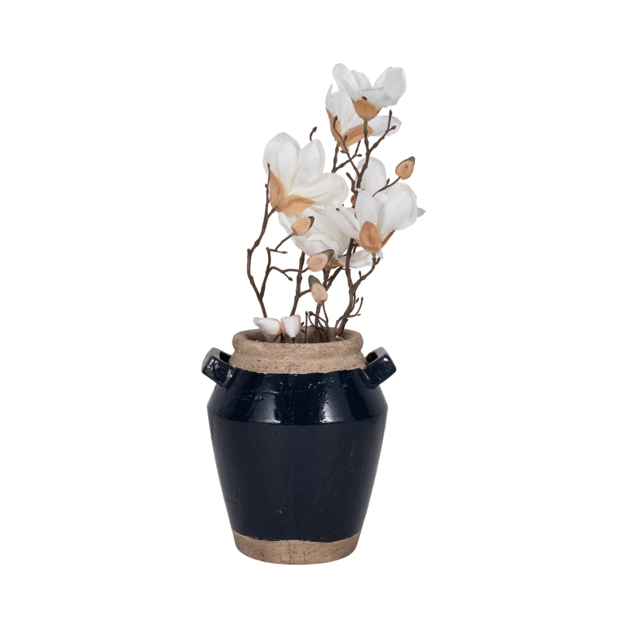 Squared Handle Terracotta Vase, Navy/tan Vases and Jars| Sagebrook Home