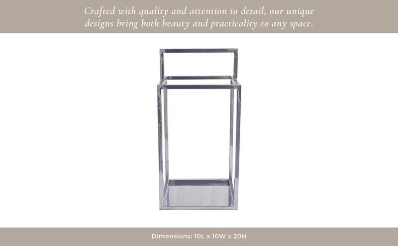 Squared Lantern With Handle, Silver - Al Rugaib Furniture