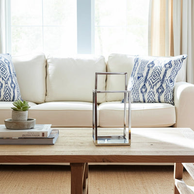 Squared Lantern With Handle, Silver - Al Rugaib Furniture