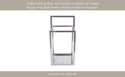 Squared Lantern With Handle, Silver - Al Rugaib Furniture