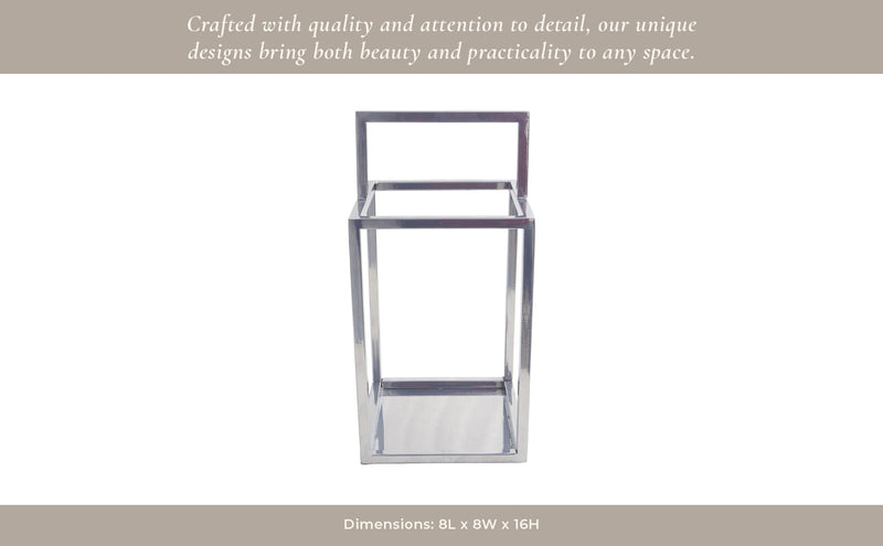 Squared Lantern With Handle, Silver - Al Rugaib Furniture