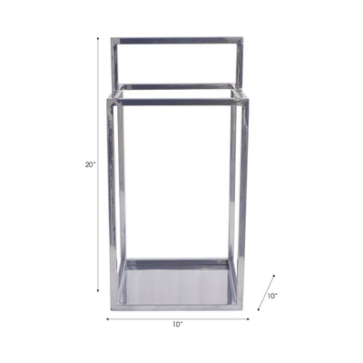 Squared Lantern With Handle, Silver - Al Rugaib Furniture