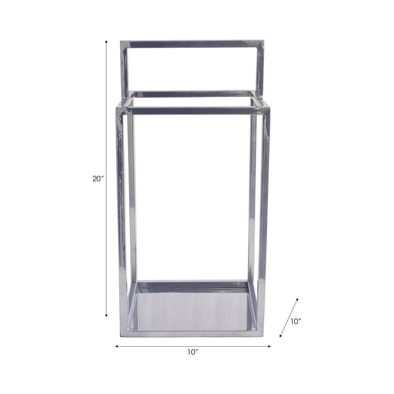 Squared Lantern With Handle, Silver - Al Rugaib Furniture