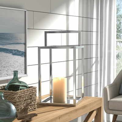 Squared Lantern With Handle, Silver - Al Rugaib Furniture