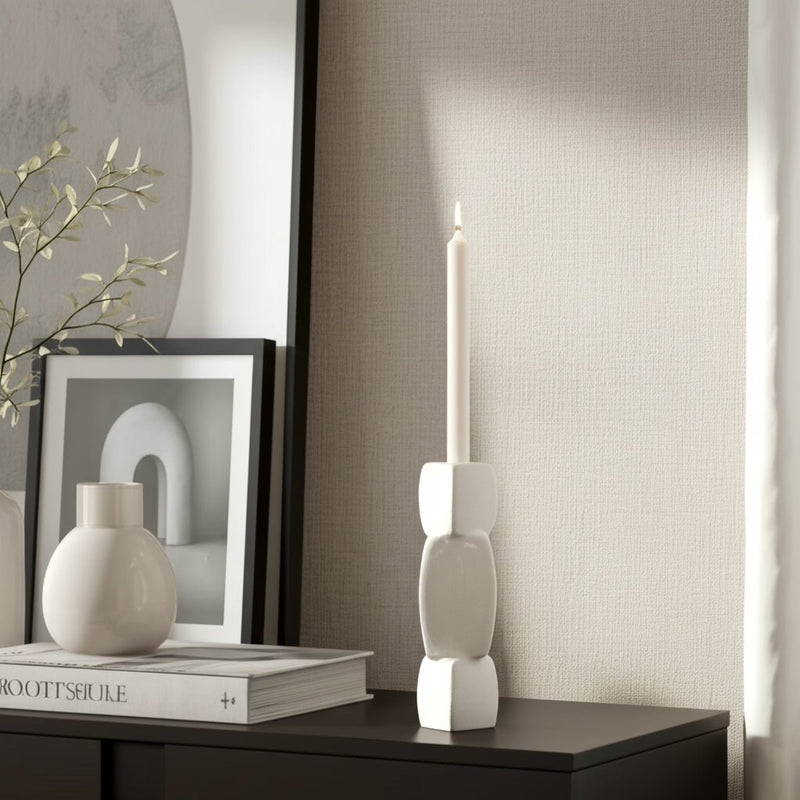 Stacked Objects Taper Holder Sand Glaze - Al Rugaib Furniture