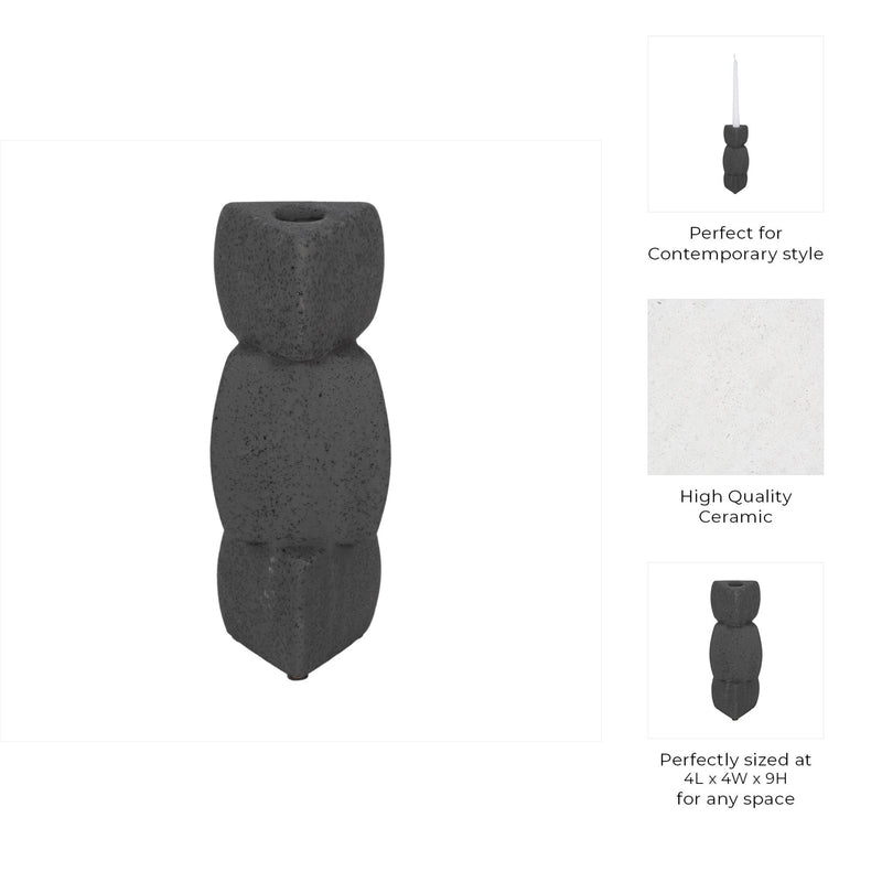 Stacked Objects Taper Holder Sand Glaze - Al Rugaib Furniture