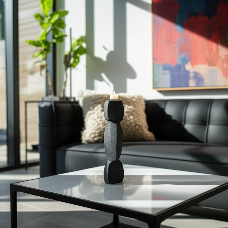 Stacked Objects Taper Holder Sand Glaze - Al Rugaib Furniture