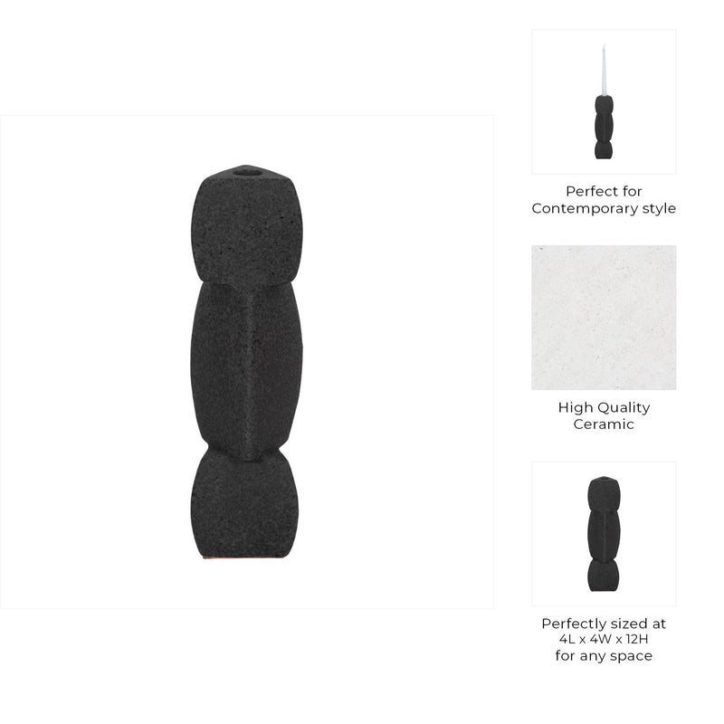 Stacked Objects Taper Holder Sand Glaze - Al Rugaib Furniture