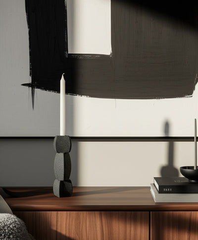 Stacked Objects Taper Holder Sand Glaze - Al Rugaib Furniture