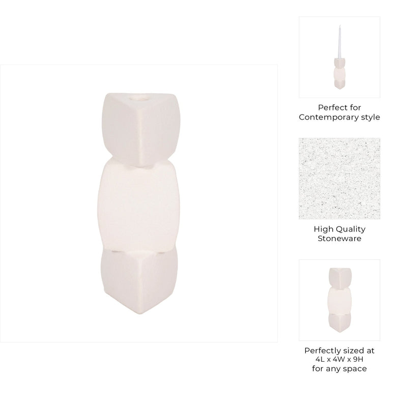 Stacked Objects Taper Holder Sand Glaze - Al Rugaib Furniture