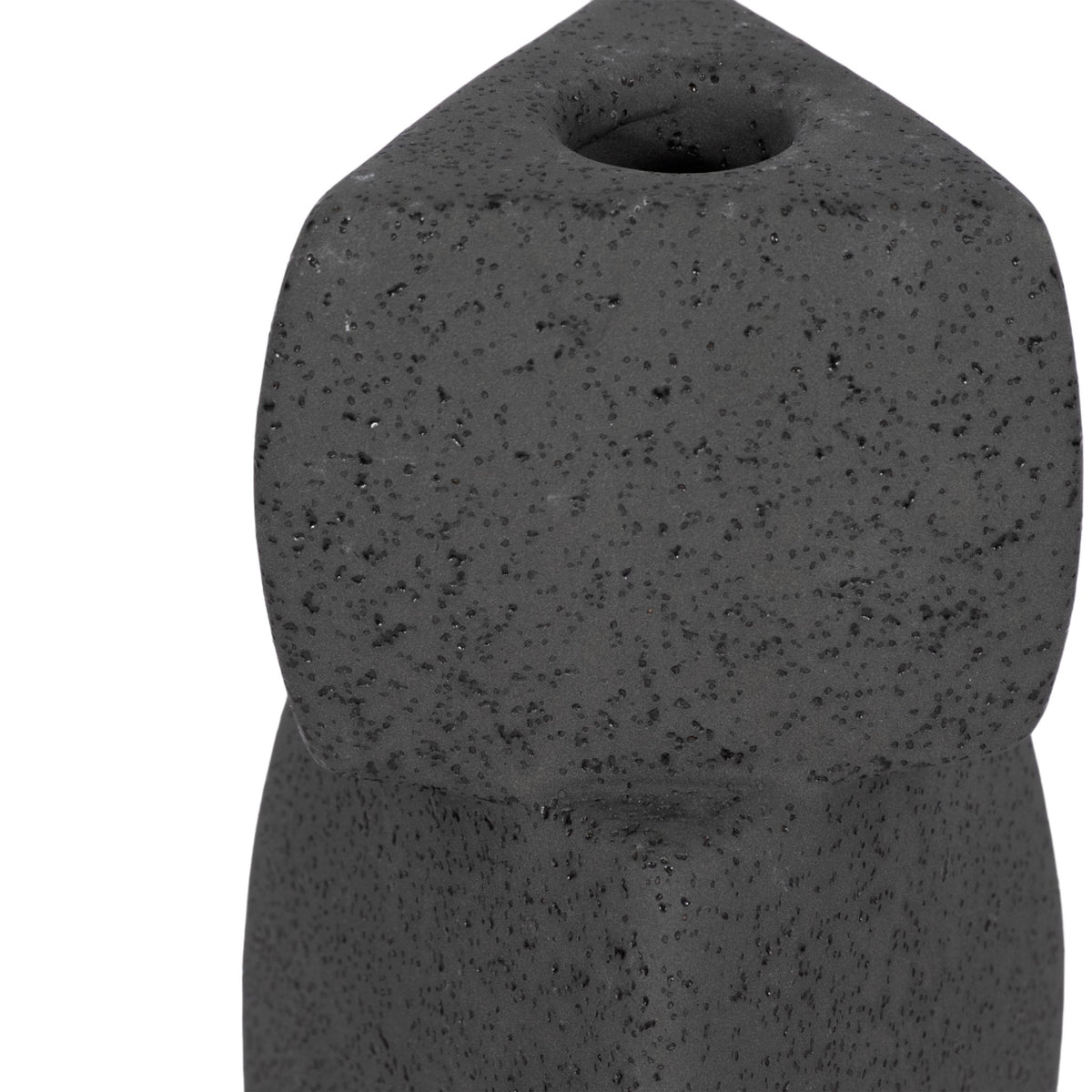 9" STACKED OBJECTS TAPER HOLDER SAND GLAZE, BLACK Candle Holders| Sagebrook Home